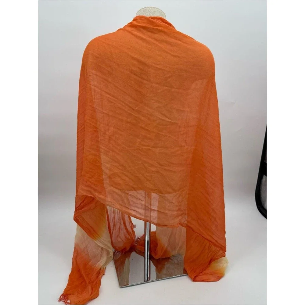 Unbranded Orange Ombre Scarf Accessory Overlay Shawl Fringe Boho Beach